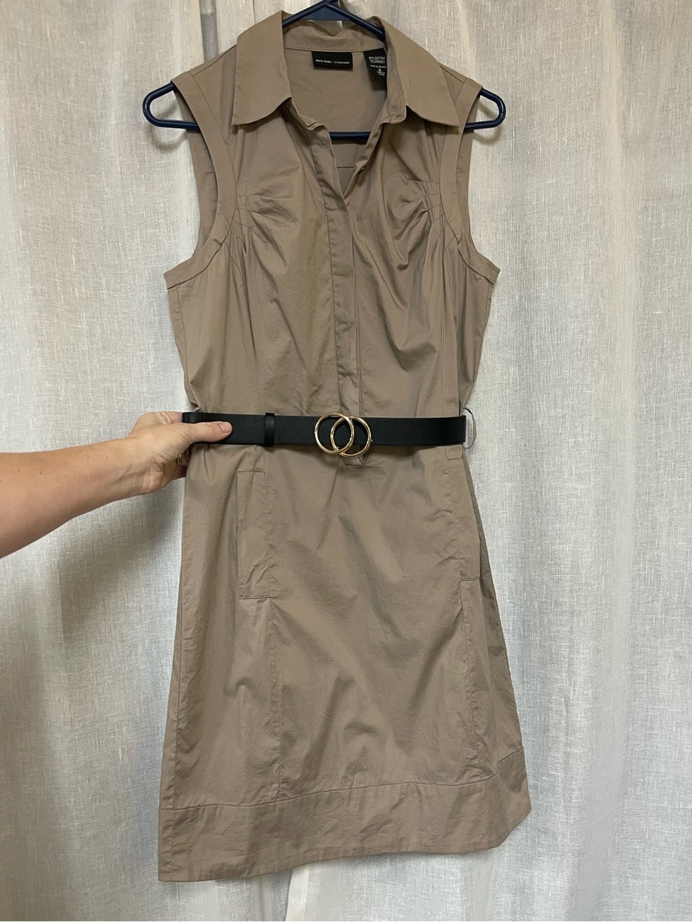 New York & Company Khaki Shirt Dress Size 6
